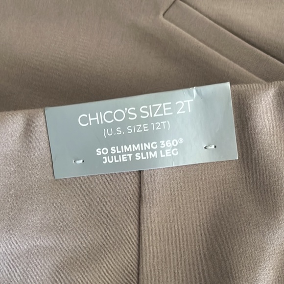 NWT Chico’s Elastic-Waist Slim-Legged Taupe Ankle Trousers Size 12T - Picture 4 of 5